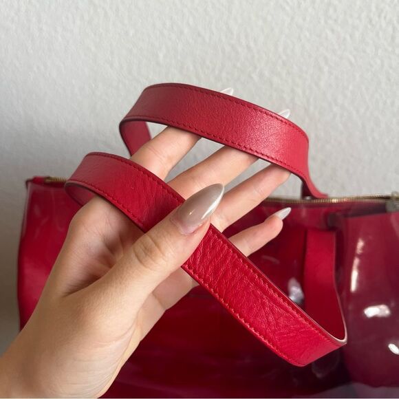 CHARLOTTE OLYMPIA Red Clear Laptop Work Tote Shoulder Bag + Pouch - Picture 7 of 14